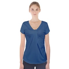 Aegean Blue - Short Sleeve Front Detail Top by FashionLane