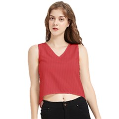 Flame Scarlet - V-neck Cropped Tank Top by FashionLane