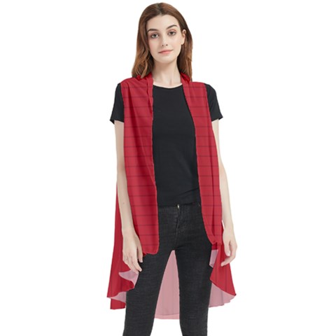 Flame Scarlet - Sleeveless Chiffon Waistcoat Shirt by FashionLane