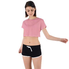 Candlelight Peach - Tie Back Short Sleeve Crop Tee by FashionLane