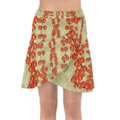 Roses Decorative In The Golden Environment Wrap Front Skirt by pepitasart