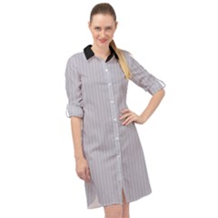 Cloudy Grey - Long Sleeve Mini Shirt Dress by FashionLane