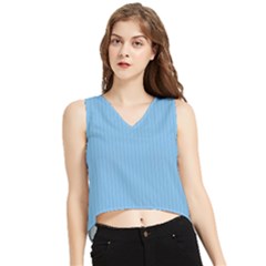 Aero Blue - V-neck Cropped Tank Top by FashionLane