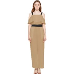 Wood Brown - Draped Sleeveless Chiffon Jumpsuit by FashionLane