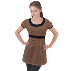 Brown Bear - Puff Sleeve Tunic Top by FashionLane