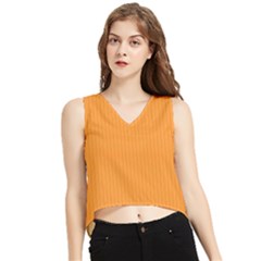 Deep Saffron - V-neck Cropped Tank Top by FashionLane