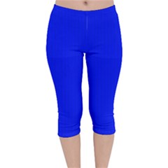 Just Blue - Velvet Capri Leggings  by FashionLane