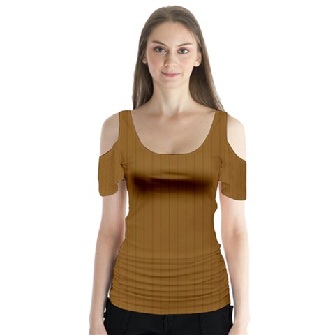 Just Brown - Butterfly Sleeve Cutout Tee  by FashionLane