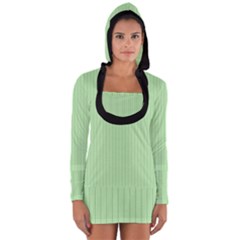Pale Green - Long Sleeve Hooded T-shirt by FashionLane