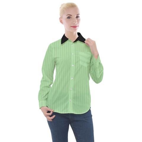 Pale Green - Women s Long Sleeve Pocket Shirt by FashionLane