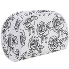 Line Art Black And White Rose Makeup Case (large) by MintanArt