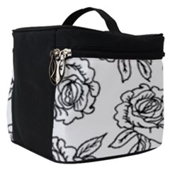 Line Art Black And White Rose Make Up Travel Bag (small) by MintanArt