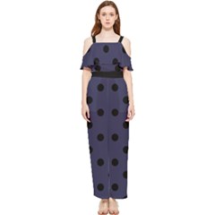 Large Black Polka Dots On Astral Aura - Draped Sleeveless Chiffon Jumpsuit by FashionLane