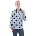 Large Black Polka Dots On Beau Blue - Women s Long Sleeve Pocket Shirt View1