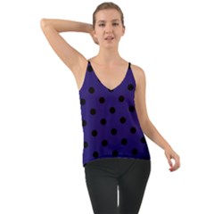 Large Black Polka Dots On Berry Blue - Chiffon Cami by FashionLane
