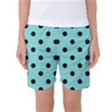 Large Black Polka Dots On Tiffany Blue - Women s Basketball Shorts View1