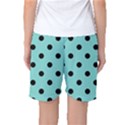 Large Black Polka Dots On Tiffany Blue - Women s Basketball Shorts View2