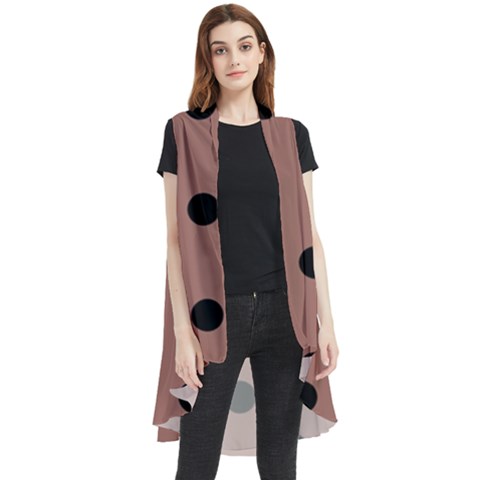 Large Black Polka Dots On Blast-off Bronze - Sleeveless Chiffon Waistcoat Shirt by FashionLane