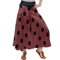 Large Black Polka Dots On Brandy Brown - Satin Palazzo Pants by FashionLane