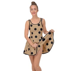 Large Black Polka Dots On Pale Brown - Inside Out Casual Dress by FashionLane