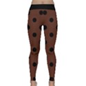Large Black Polka Dots On Emperador Brown - Classic Yoga Leggings View1