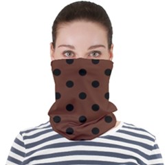 Large Black Polka Dots On Emperador Brown - Face Seamless Bandana (adult) by FashionLane