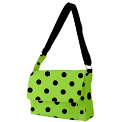 Large Black Polka Dots On Chartreuse Green - Full Print Messenger Bag (s) by FashionLane