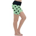 Large Black Polka Dots On Pale Green - Lightweight Velour Yoga Shorts View3