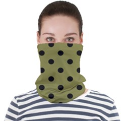 Large Black Polka Dots On Woodbine Green - Face Seamless Bandana (adult) by FashionLane