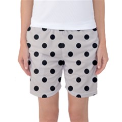 Large Black Polka Dots On Abalone Grey - Women s Basketball Shorts by FashionLane