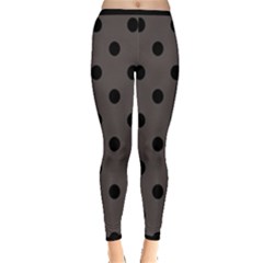 Large Black Polka Dots On Ash Grey - Inside Out Leggings by FashionLane