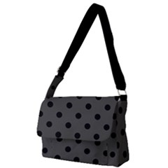 Large Black Polka Dots On Beluga Grey - Full Print Messenger Bag (l) by FashionLane