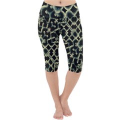 Dark Interlace Motif Mosaic Pattern Lightweight Velour Cropped Yoga Leggings by dflcprintsclothing