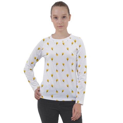 Bright Rose Motif Print Pattern Women s Long Sleeve Raglan Tee by dflcprintsclothing