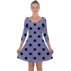 Large Black Polka Dots On Cool Grey - Quarter Sleeve Skater Dress by FashionLane