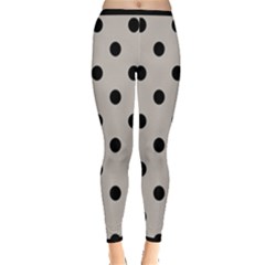 Large Black Polka Dots On Pale Grey - Inside Out Leggings by FashionLane