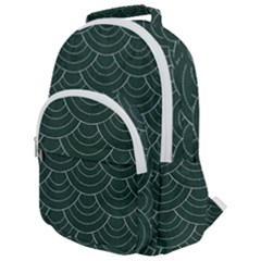 Green Sashiko Rounded Multi Pocket Backpack by goljakoff