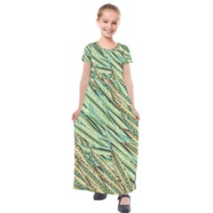 Green Leaves Kids  Short Sleeve Maxi Dress by goljakoff