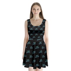 Just Beauty Words Motif Print Pattern Split Back Mini Dress  by dflcprintsclothing