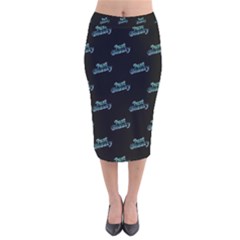 Just Beauty Words Motif Print Pattern Velvet Midi Pencil Skirt by dflcprintsclothing