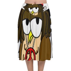  Rainbow Stoner Owl Velvet Flared Midi Skirt by IIPhotographyAndDesigns