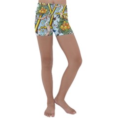 The Illustrated Alphabet - W - By Larenard Kids  Lightweight Velour Yoga Shorts by LaRenard