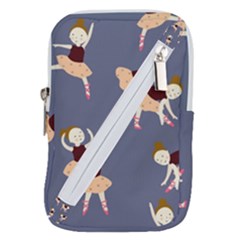 Cute  Pattern With  Dancing Ballerinas On The Blue Background Belt Pouch Bag (large) by EvgeniiaBychkova