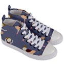 Cute  Pattern With  Dancing Ballerinas On The Blue Background Women s Mid-Top Canvas Sneakers View3