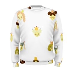 Cute Delicate Seamless Pattern With Little Princesses In Scandinavian Style With Texture Of Natural Men s Sweatshirt by EvgeniiaBychkova