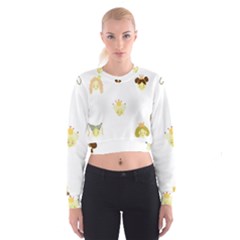 Cute Delicate Seamless Pattern With Little Princesses In Scandinavian Style With Texture Of Natural Cropped Sweatshirt by EvgeniiaBychkova