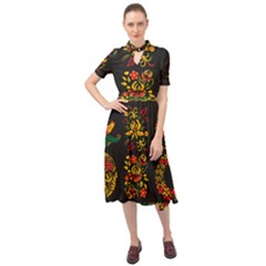 Russian Khokhloma Keyhole Neckline Chiffon Dress by goljakoff