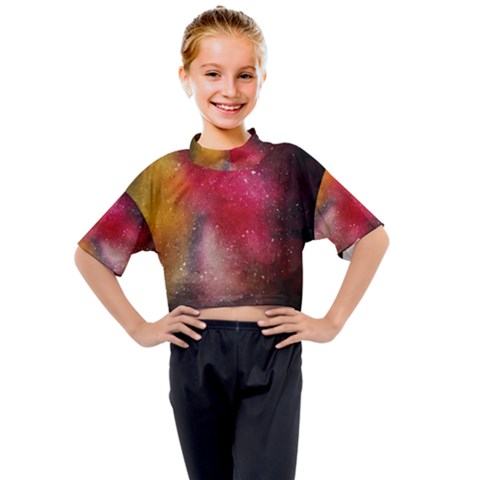 Red Galaxy Paint Kids Mock Neck Tee by goljakoff