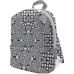 Modern Black And White Geometric Print Zip Up Backpack by dflcprintsclothing