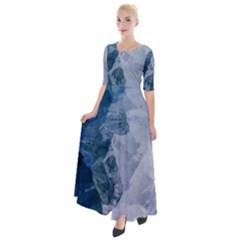 Blue Waves Half Sleeves Maxi Dress by goljakoff